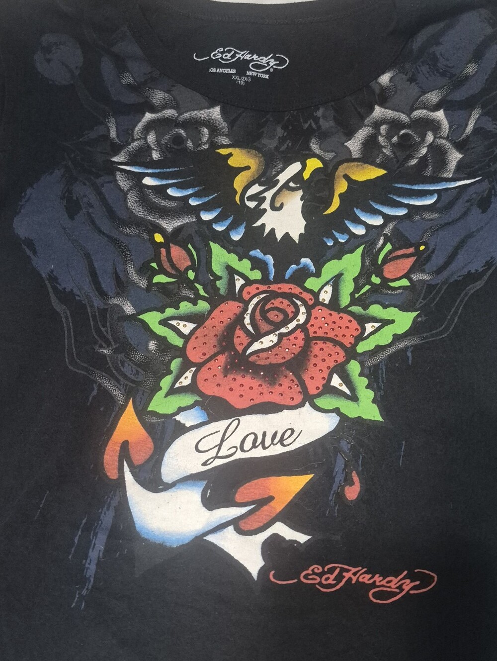 Ed Hardy x Audigier 'Love' Rose & Eagle Tattoo Tee